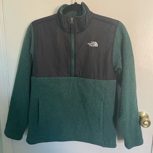 North Face 1/4 Zip Fleece Sweater Green/Black, Size Youth Large/Women’s Small/XS